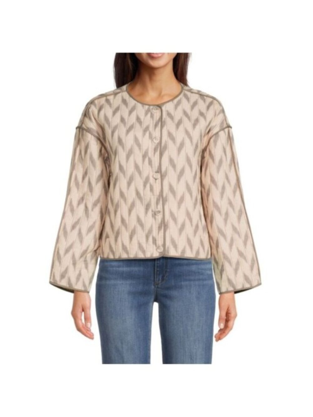 Joie York Print Quilted Button Down Jacket - L